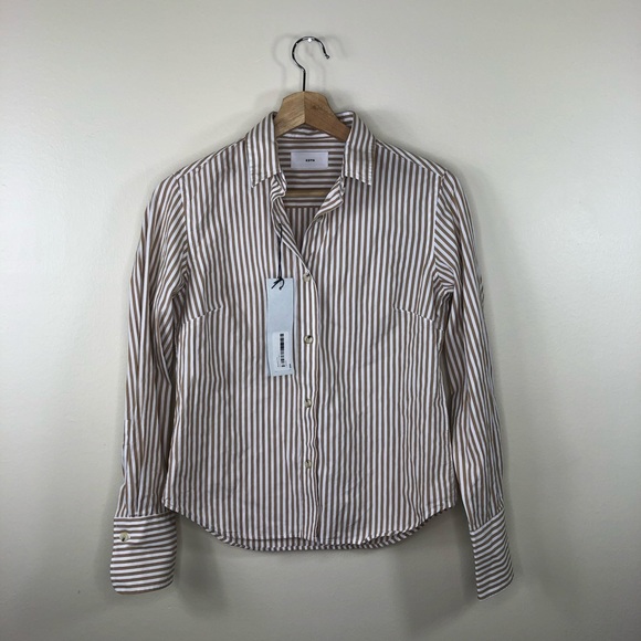 KOTN White Gold Striped collared shirt size US 4 - Picture 2 of 11
